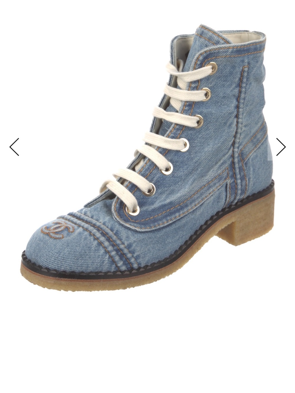 Chanel Denim Lace-Up Women's Ankle Boot